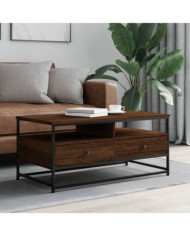 Table basse chêne marron 100x51x45 cm bois d'ingénierie | Mobilier & Déco