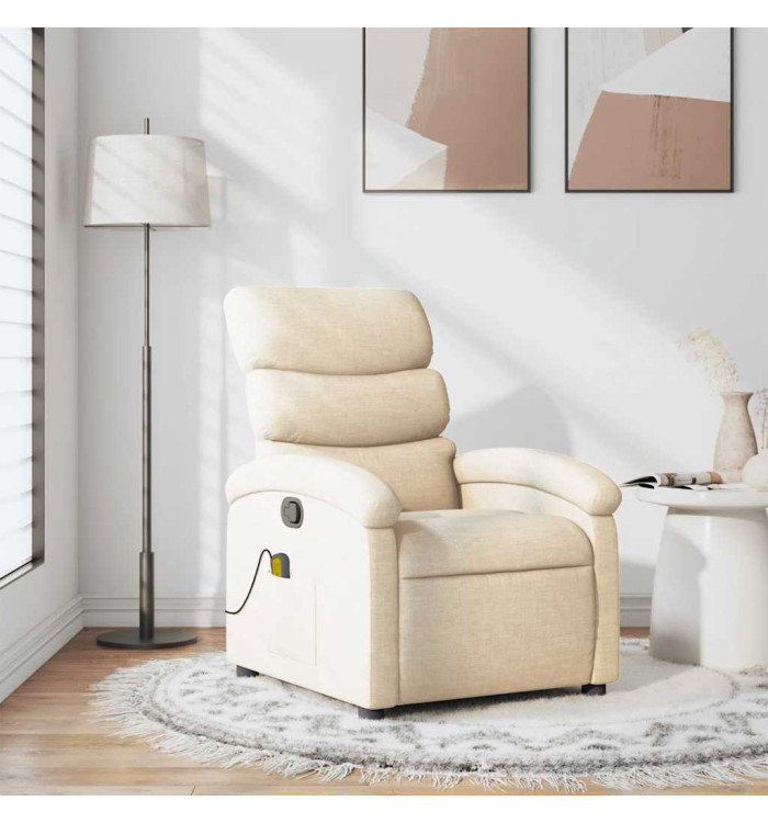 Fauteuil de massage inclinable Crème Tissu | Mobilier & Déco