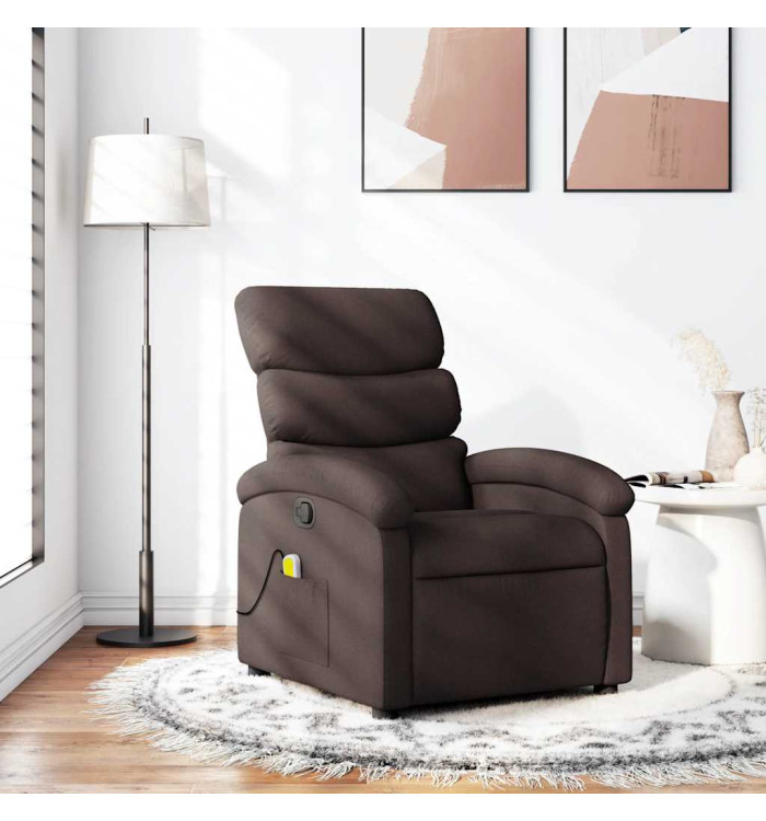 Fauteuil de massage inclinable Marron foncé Tissu | Mobilier & Déco