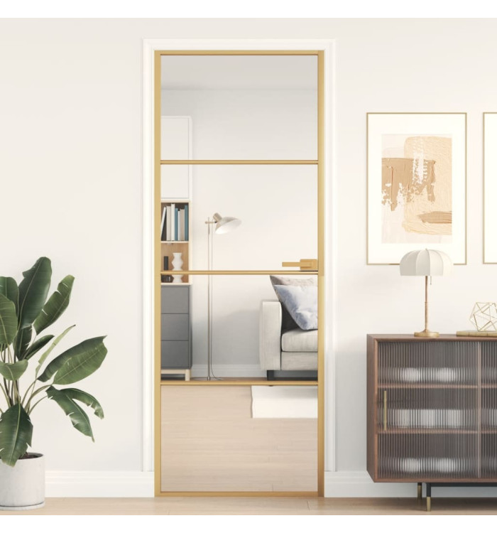 Porte intérieure mince doré 76x201,5 cm verre trempé aluminium | Mobilier & Déco