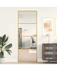 Porte intérieure mince doré 76x201,5 cm verre trempé aluminium | Mobilier & Déco