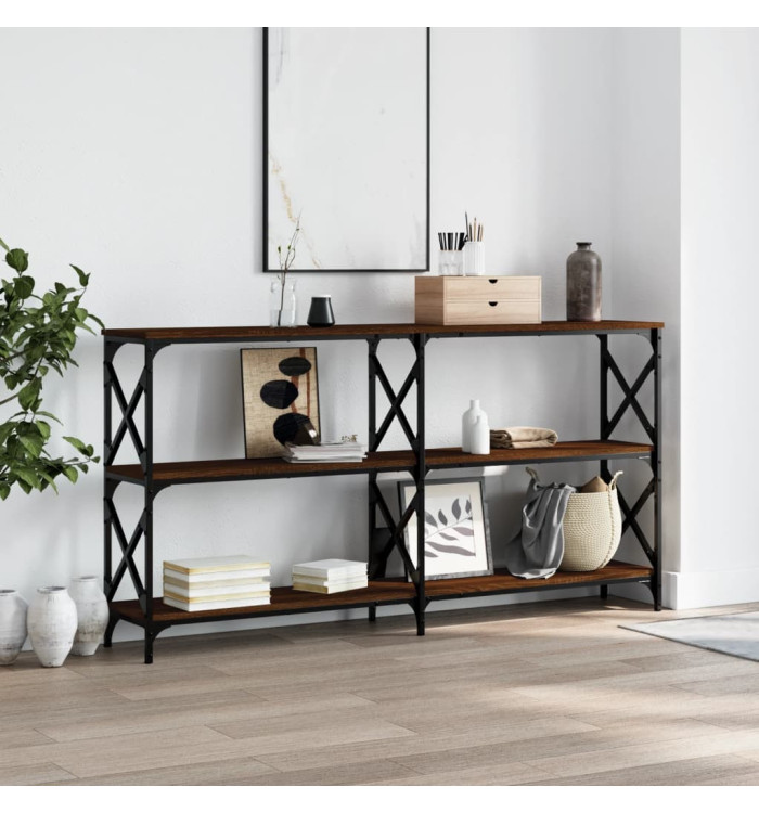 Table console chêne marron 156x28x80,5 cm bois d'ingénierie | Mobilier & Déco
