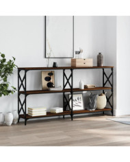 Table console chêne marron 156x28x80,5 cm bois d'ingénierie | Mobilier & Déco