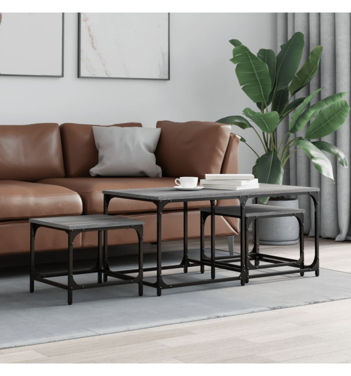 Tables basses gigognes 3 pcs sonoma gris bois d'ingénierie | Mobilier & Déco