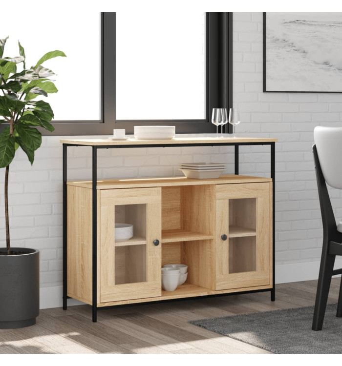 Buffet chêne sonoma 100x35x80 cm bois d'ingénierie | Mobilier & Déco