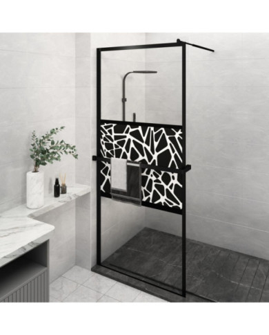 Paroi de douche avec étagère Noir 90x195 cm Verre ESGetAluminium | Mobilier & Déco