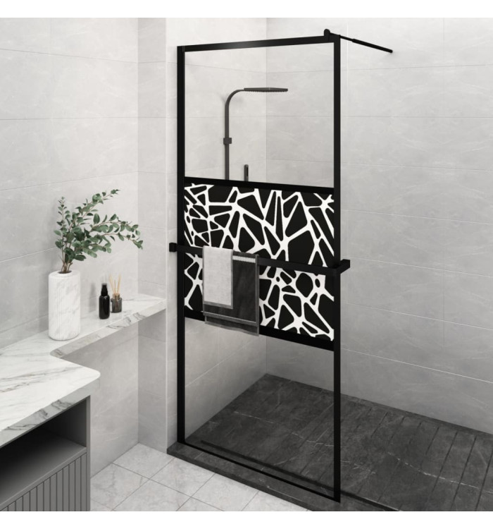 Paroi de douche avec étagère Noir 90x195 cm Verre ESGetAluminium | Mobilier & Déco