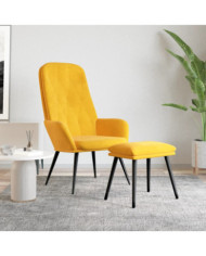 Chaise de relaxation avec repose-pied Jaune moutarde Velours | Mobilier & Déco