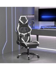 Chaise de jeu de massage avec repose-pied NoiretBlanc Similicuir | Mobilier & Déco