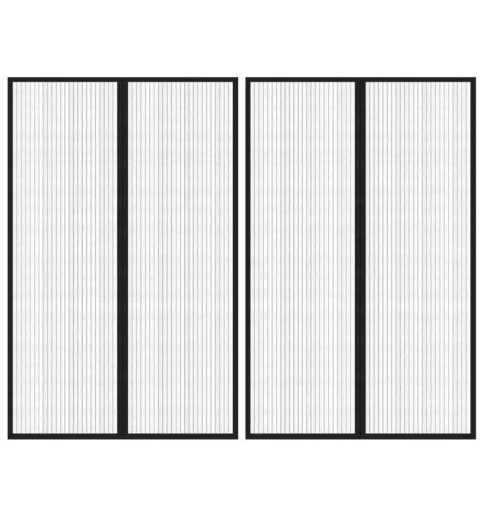 Rideaux de porte anti-insectes 2 pcs et aimants noir 220x130 cm | Mobilier & Déco
