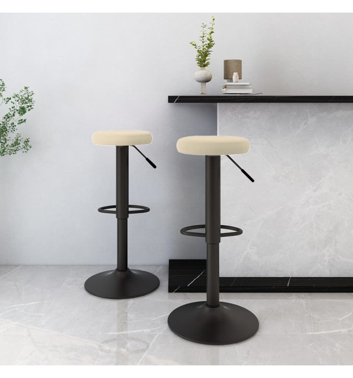 Tabourets de bar lot de 2 crème velours | Mobilier & Déco