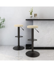 Tabourets de bar lot de 2 crème velours | Mobilier & Déco