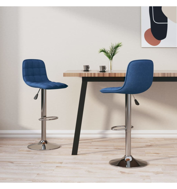 Tabourets de bar lot de 2 bleu tissu | Mobilier & Déco