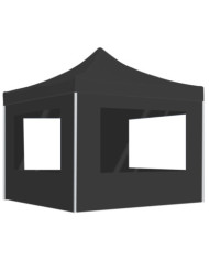 Tente de réception pliable à parois Aluminium 3 x 3m Anthracite | Mobilier & Déco