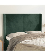 Tête de lit avec oreilles Vert foncé 147x16x118/128 cm Velours | Mobilier & Déco