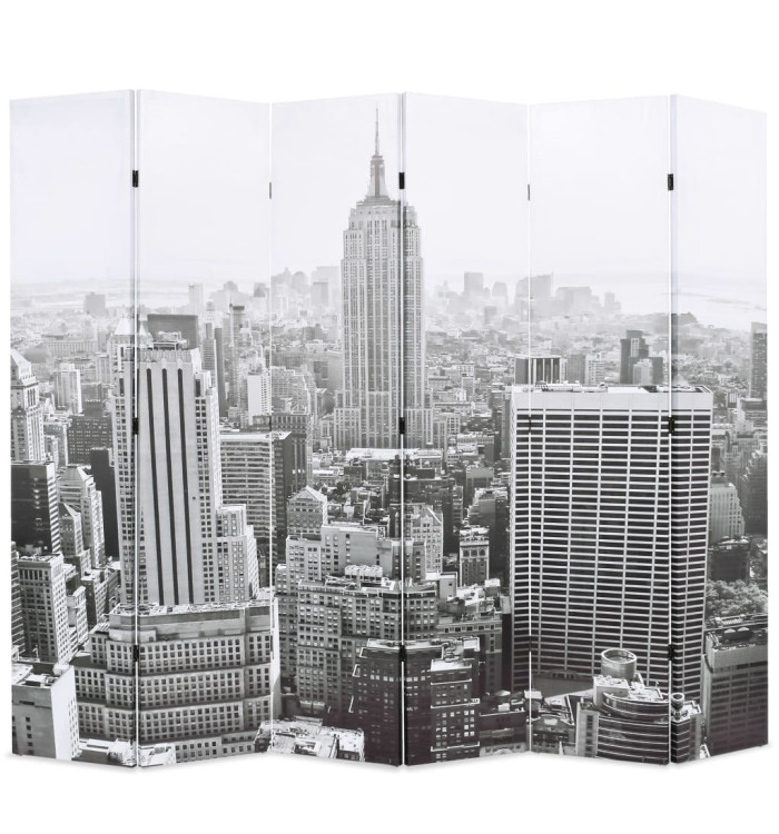 Cloison de séparation pliable 228x170 cm New York Noir et blanc | Mobilier & Déco