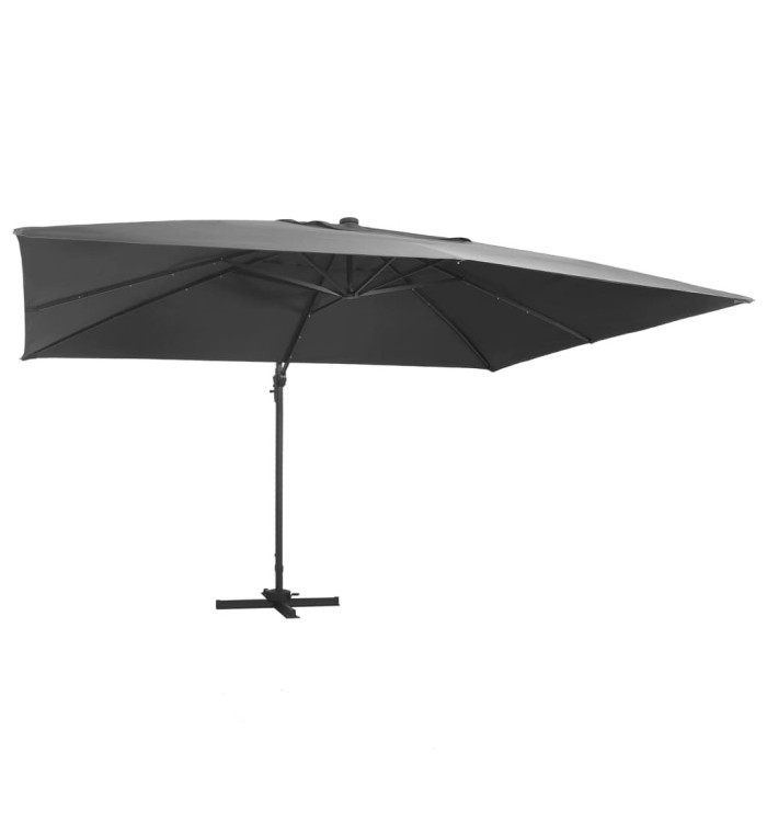 Parasol de jardin en porte-à-faux lumières LED mât en aluminium | Mobilier & Déco