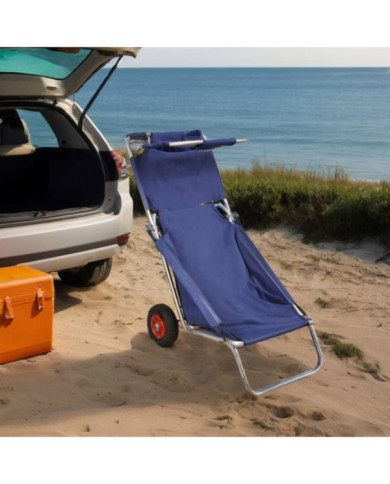 Chariot de plage avec roues portable et pliable Bleu | Mobilier & Déco