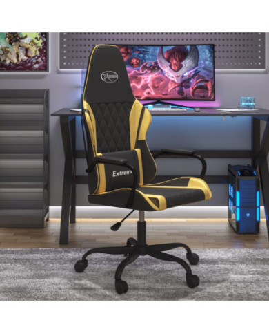 Chaise de jeu de massage Noir et doré Similicuir | Mobilier & Déco