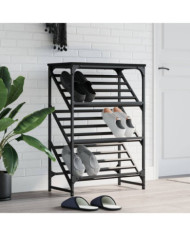 Étagère à chaussures noir 60x30x85 cm bois d'ingénierie | Mobilier & Déco