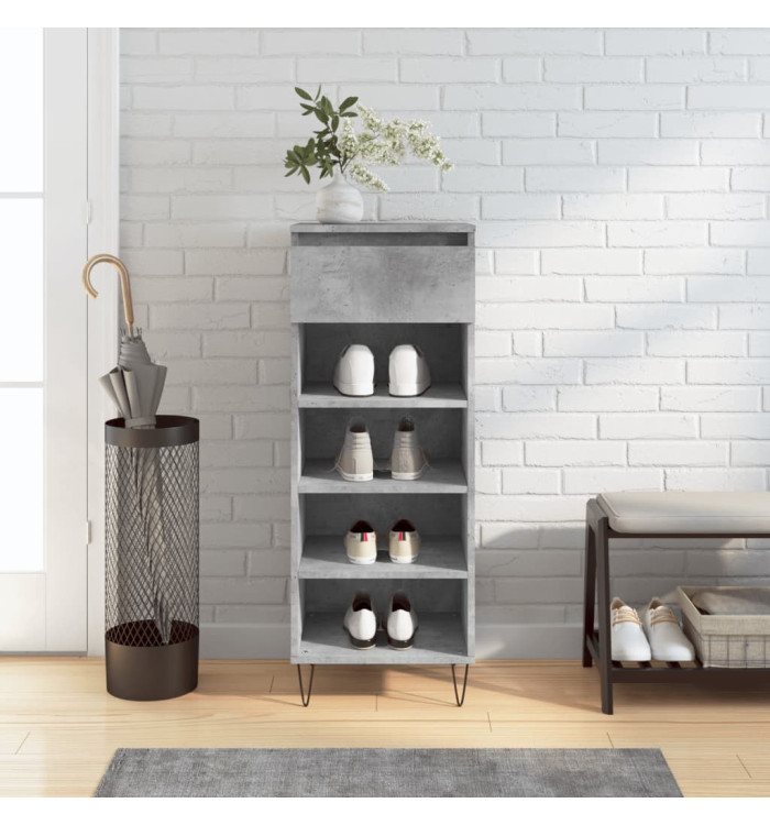 Armoire à chaussures Gris béton 40x36x105 cm Bois d'ingénierie | Mobilier & Déco