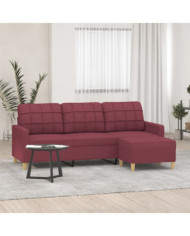 Canapé à 3 places avec repose-pieds Rouge bordeaux 180 cm Tissu | Mobilier & Déco