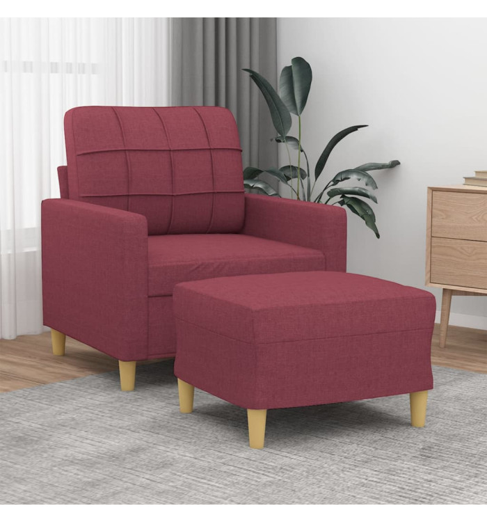 Fauteuil avec repose-pied Rouge bordeaux 60 cm Tissu | Mobilier & Déco