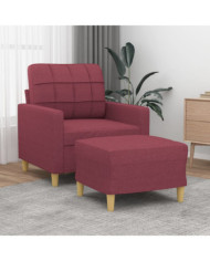 Fauteuil avec repose-pied Rouge bordeaux 60 cm Tissu | Mobilier & Déco