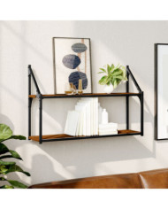 Étagère murale 2 niveaux chêne marron 80x21x51 cm | Mobilier & Déco