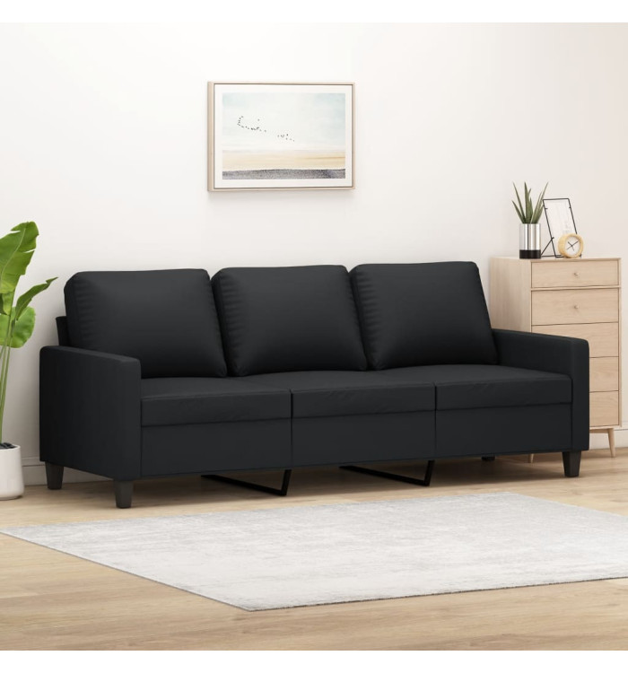 Canapé à 3 places Noir 180 cm Similicuir | Mobilier & Déco