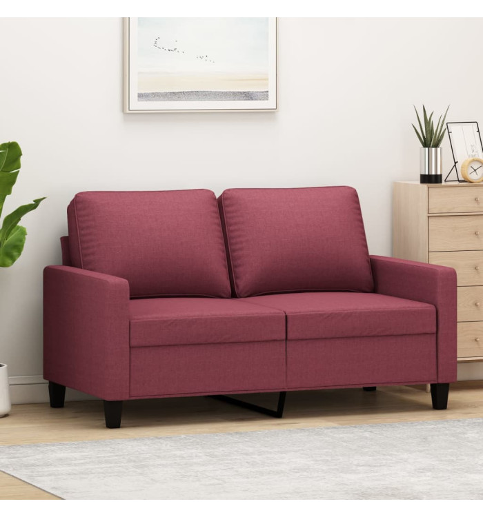 Canapé à 2 places Rouge bordeaux 120 cm Tissu | Mobilier & Déco