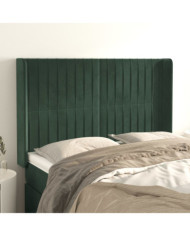 Tête de lit avec oreilles Vert foncé 147x16x118/128 cm Velours | Mobilier & Déco