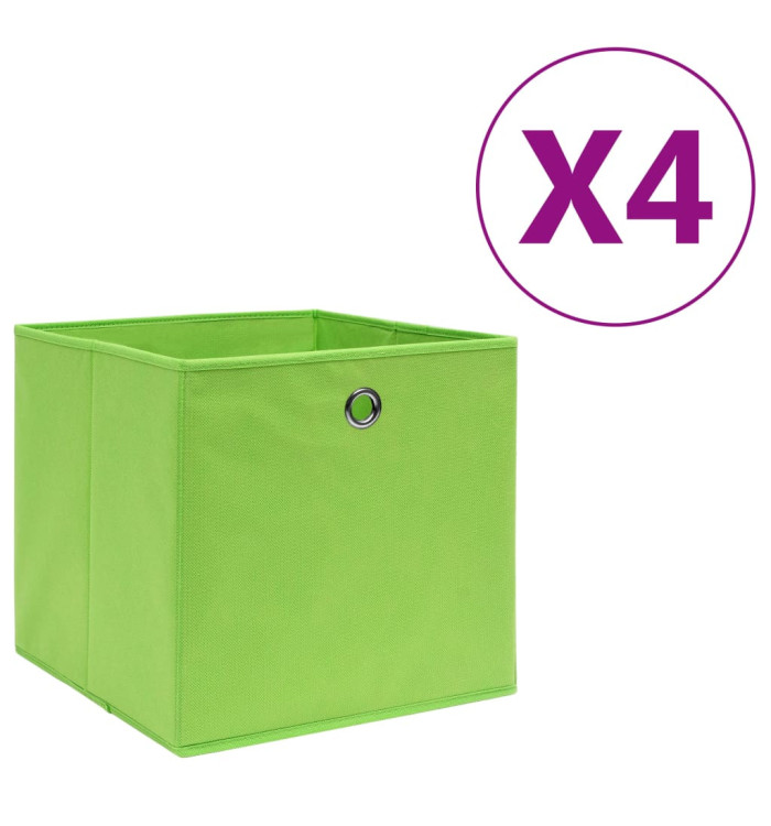 Boîtes de rangement 4 pcs Tissu intissé 28x28x28 cm Vert | Mobilier & Déco