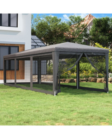 Tente de fête avec 8 parois latérales en maille Anthracite 3x9m | Mobilier & Déco