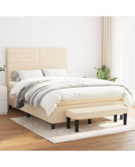 Sommier à lattes de lit avec matelas Crème 140x190 cm Tissu | Mobilier & Déco