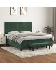 Sommier à lattes de lit et matelas Vert foncé 180x200cm Velours | Mobilier & Déco