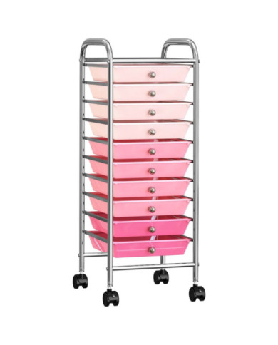 Chariot de rangement mobile à 10 tiroirs Ombre Rose Plastique | Mobilier & Déco