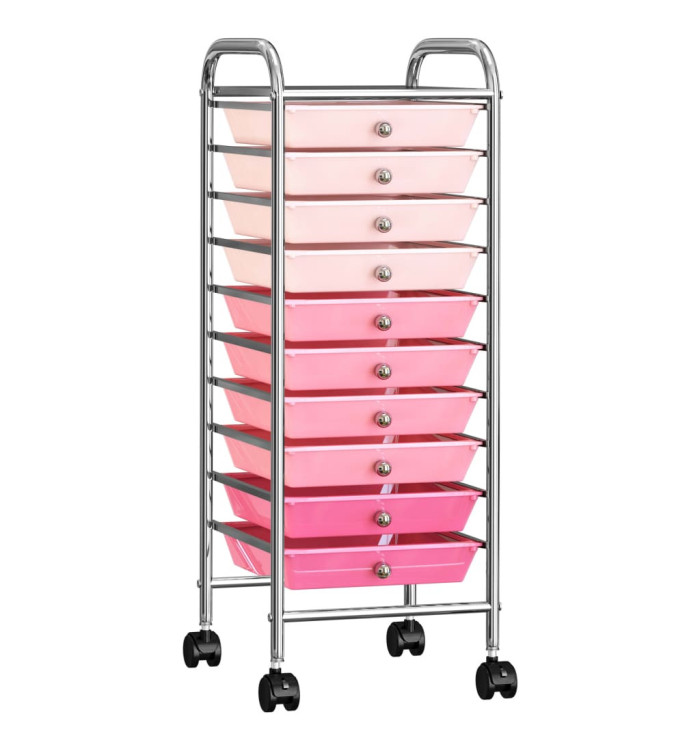 Chariot de rangement mobile à 10 tiroirs Ombre Rose Plastique | Mobilier & Déco