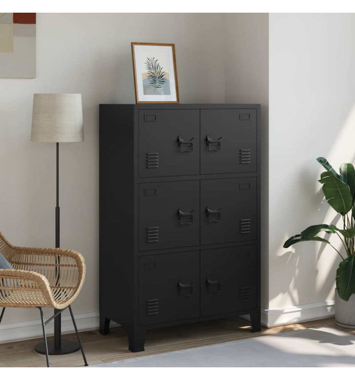 Coffre de rangement industriel Noir 75x40x120 cm Acier | Mobilier & Déco