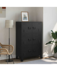 Coffre de rangement industriel Noir 75x40x120 cm Acier | Mobilier & Déco