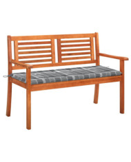 Banc de jardin 2 places avec coussin 120 cm Bois d'eucalyptus | Mobilier & Déco