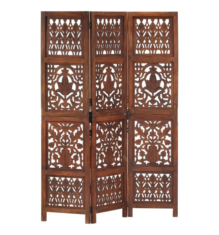 Cloison de séparation 3 panneaux Marron 120x165cm Bois manguier | Mobilier & Déco