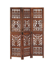 Cloison de séparation 3 panneaux Marron 120x165cm Bois manguier | Mobilier & Déco