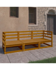 Canapé à 3 places de jardin Marron miel Bois de pin solide | Mobilier & Déco