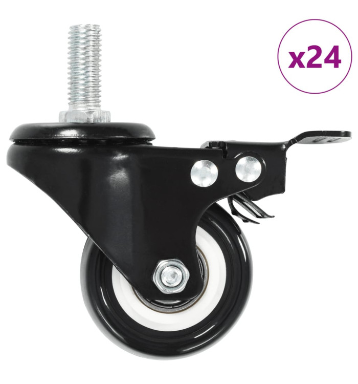 Roulettes pivotantes avec freins 24 pcs 50 mm | Mobilier & Déco