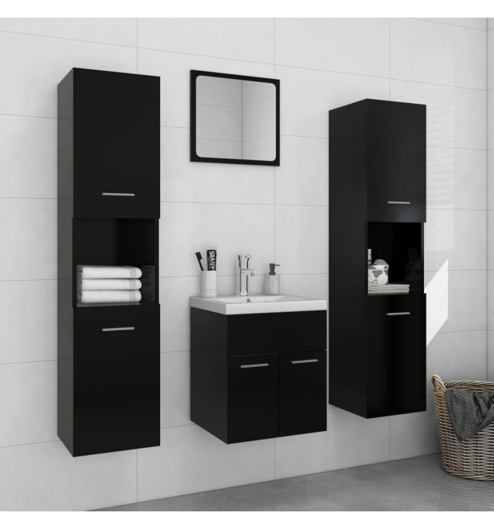 Ensemble de meubles de salle de bain Noir Aggloméré | Mobilier & Déco