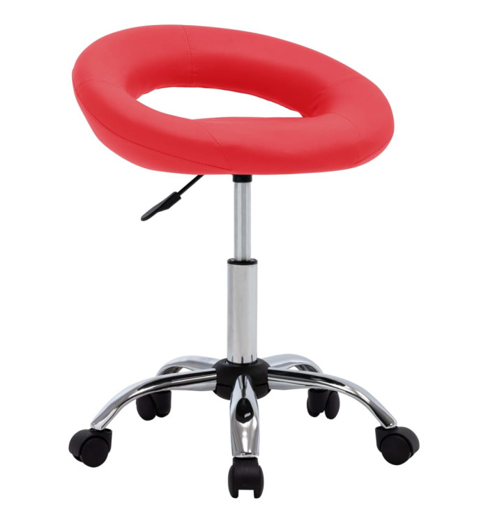Chaise de travail roulante Rouge Similicuir | Mobilier & Déco