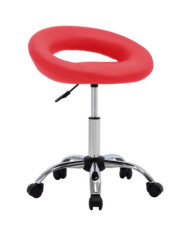 Chaise de travail roulante Rouge Similicuir | Mobilier & Déco