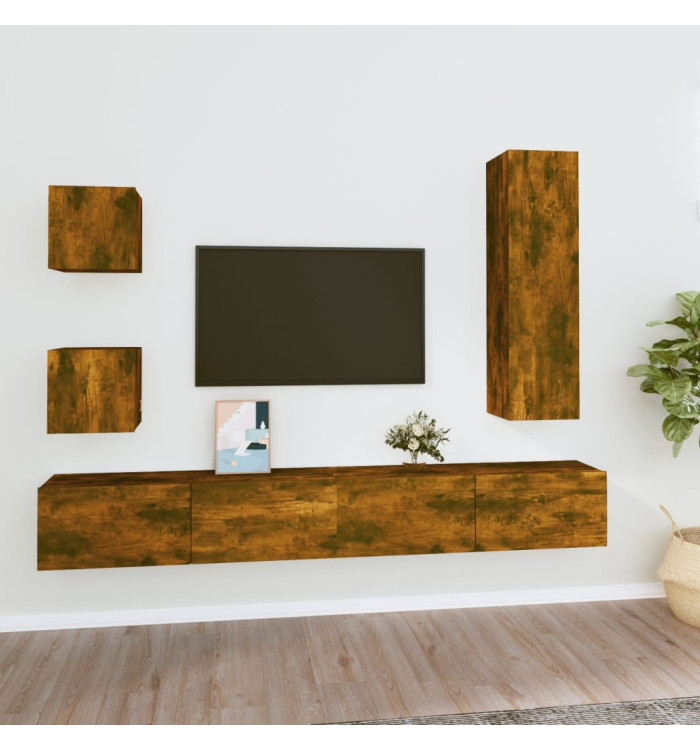 Ensemble de meubles TV 5 pcs Chêne fumé Bois d'ingénierie | Mobilier & Déco