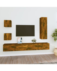 Ensemble de meubles TV 5 pcs Chêne fumé Bois d'ingénierie | Mobilier & Déco